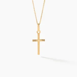 Pendentif Aidana Croix Striee Or Jaune