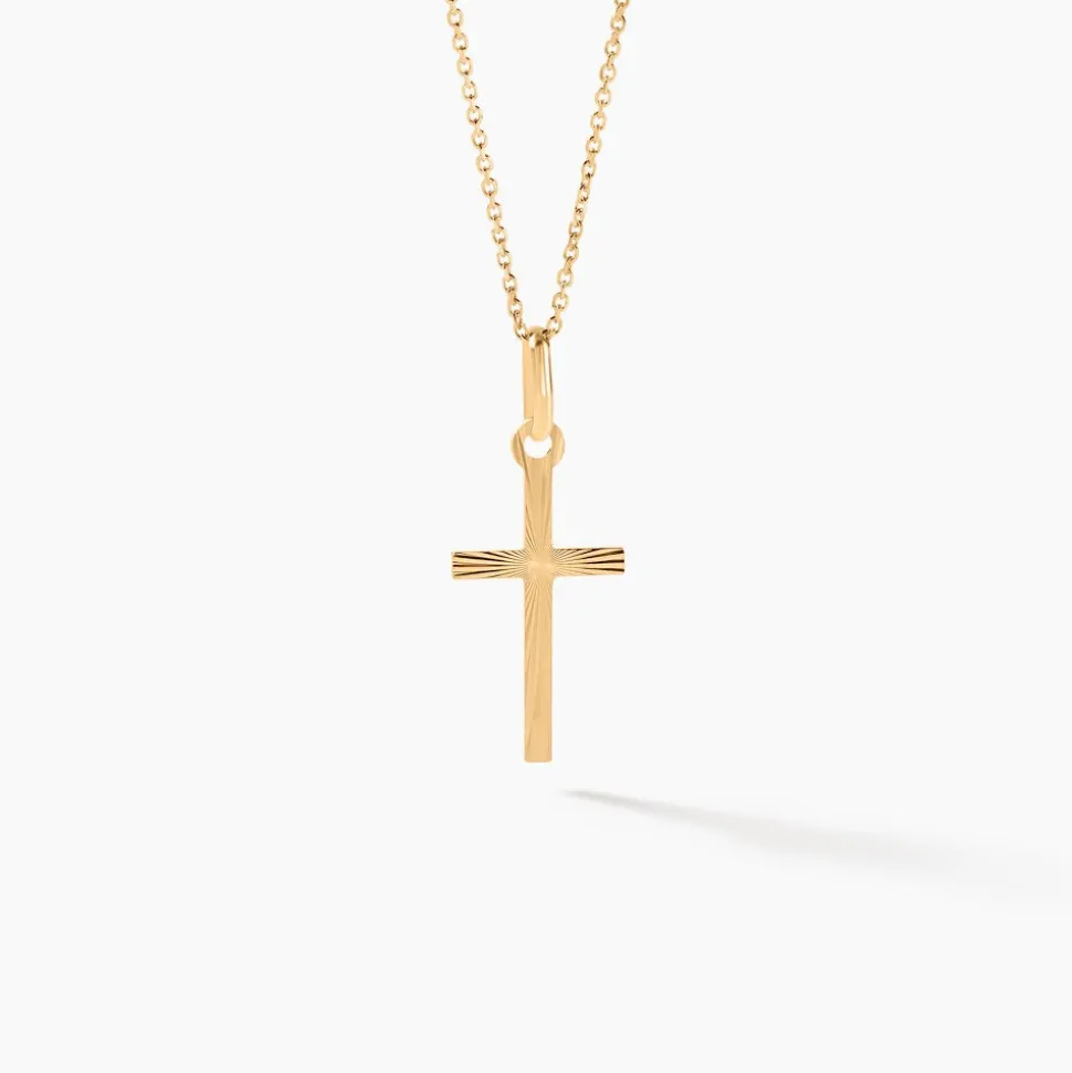 Pendentif Aidana Croix Striee Or Jaune