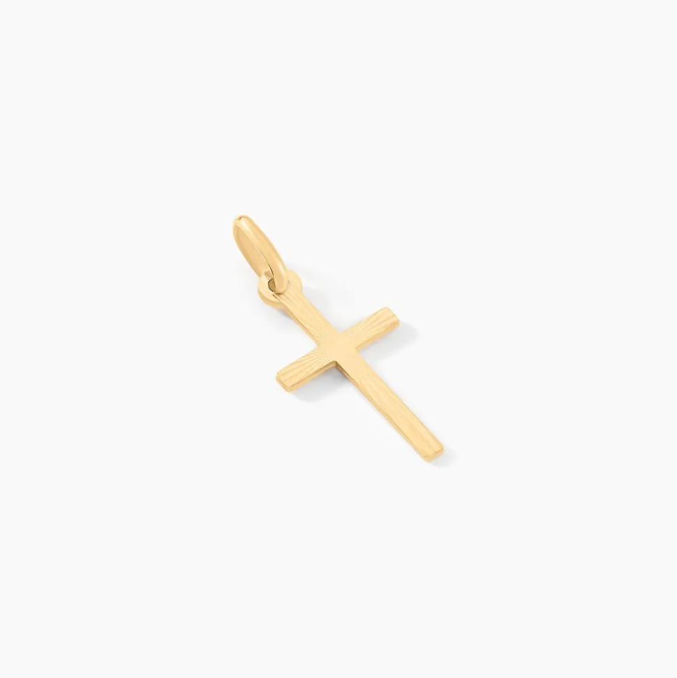 Pendentif Aidana Croix Striee Or Jaune