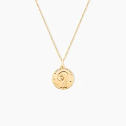 Pendentif Amber Vierge Rond Diamante Or Jaune