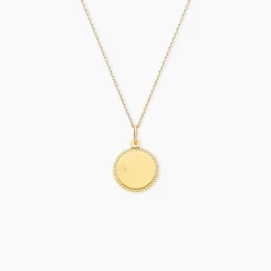 Pendentif Ange Rond Cisele Or Jaune