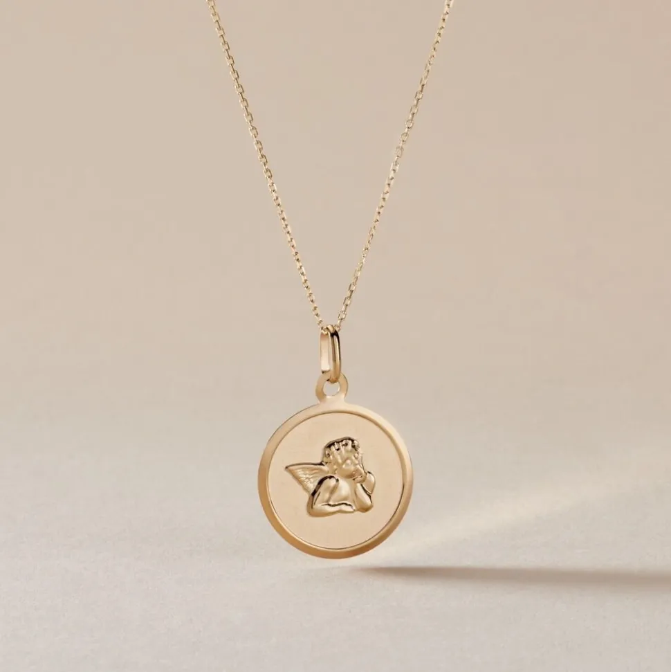 Pendentif Ange Rond Or Jaune