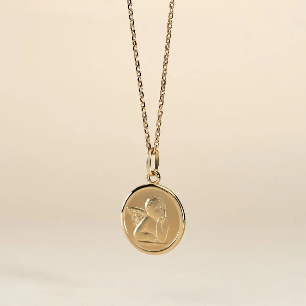 Pendentif Ange Rond Or Jaune|Marc Orian Discount
