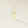 Pendentif Annais Croix Striee Or Jaune