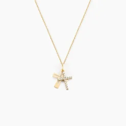 Pendentif Canice Croix Or Jaune Oxyde De Zirconium