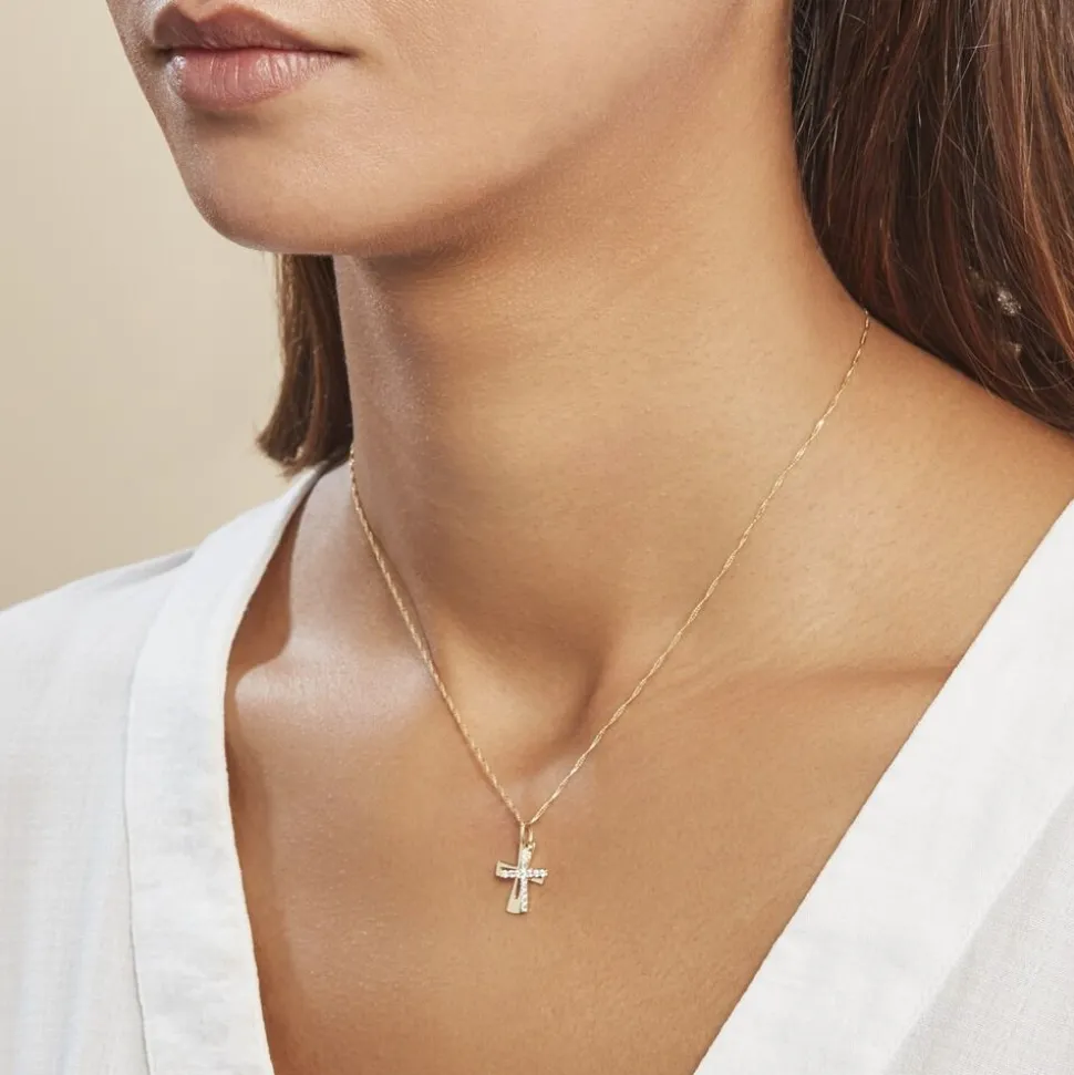 Pendentif Canice Croix Or Jaune Oxyde De Zirconium