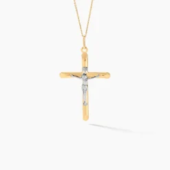 Pendentif Damian Croix Or Bicolore