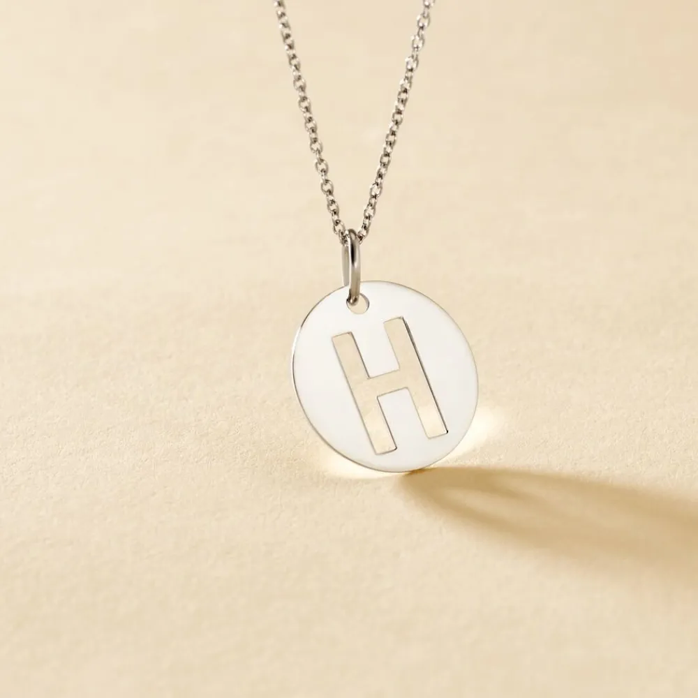 Pendentif Elio H Argent Blanc|Marc Orian New