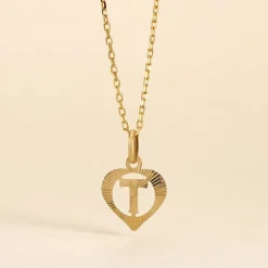 Pendentif Eudocie Coeur Lettre Or Jaune
