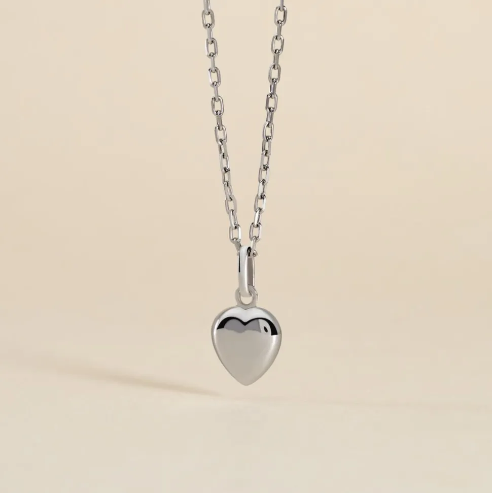 Pendentif Eudocie Coeur Lisse Or Blanc