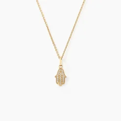 Pendentif Fatima Or Jaune Oxyde De Zirconium