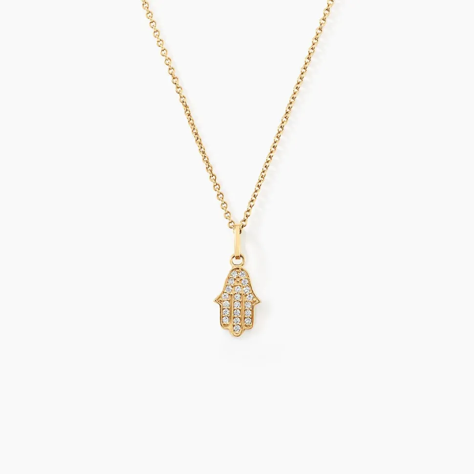 Pendentif Fatima Or Jaune Oxyde De Zirconium