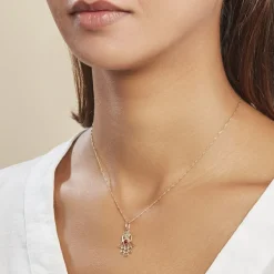 Pendentif Fatima Or Jaune Oxyde De Zirconium