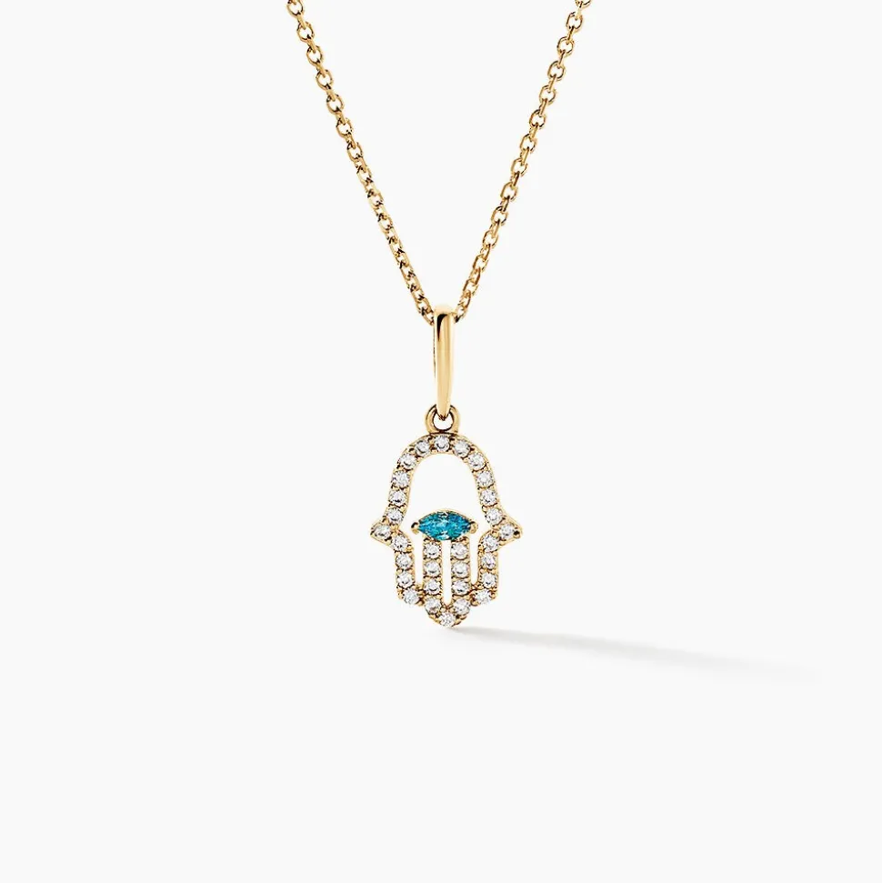 Pendentif Fatima Or Jaune Oxyde De Zirconium