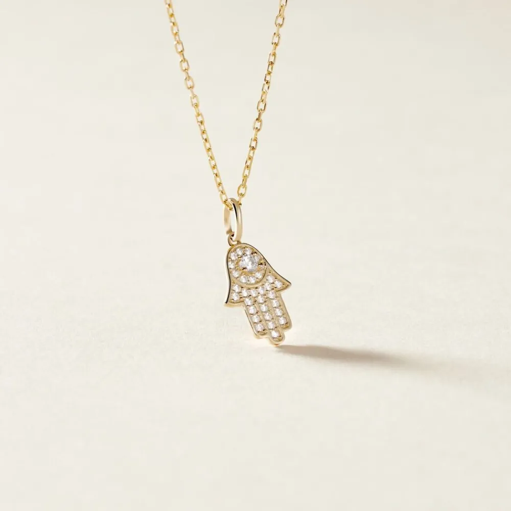 Pendentif Fatima Or Jaune Oxyde De Zirconium|Marc Orian Outlet