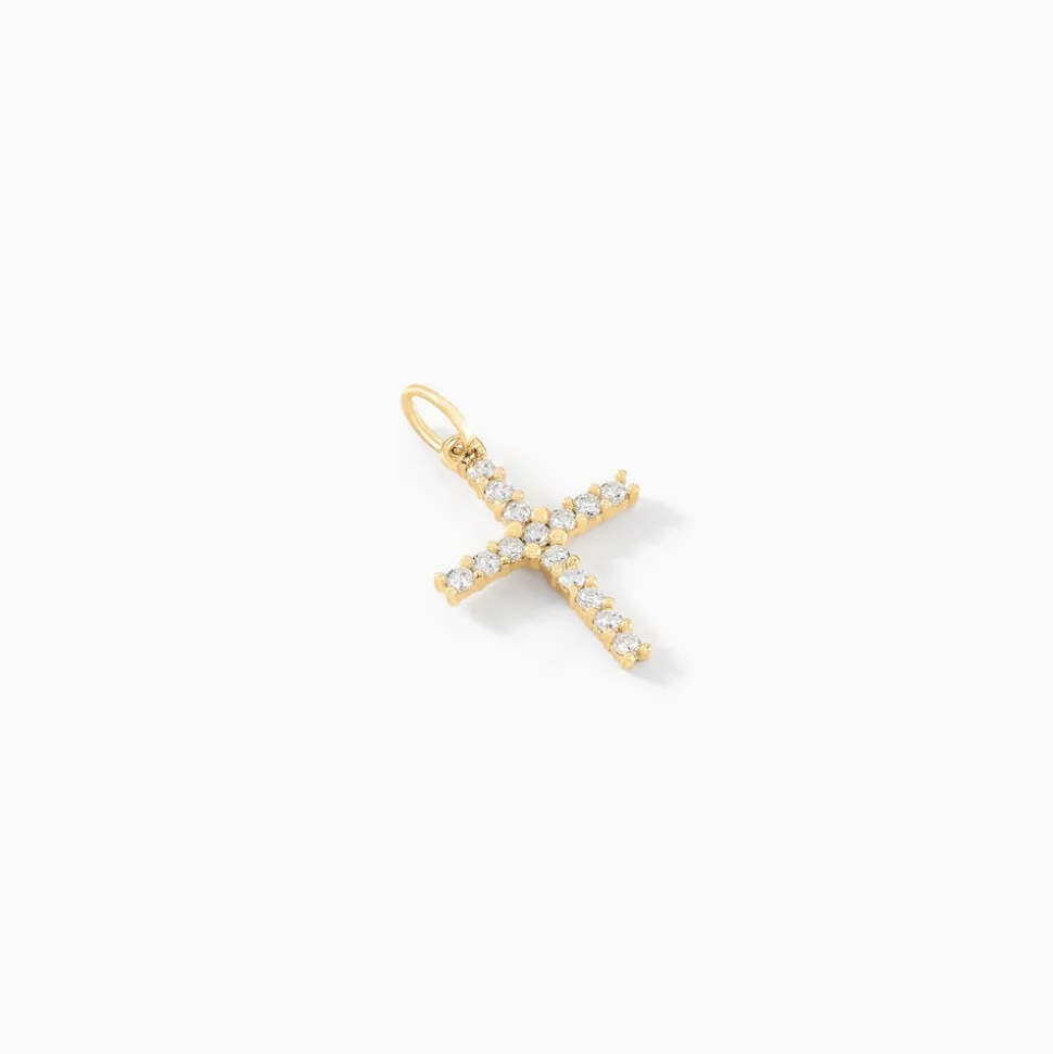 Pendentif Glacen Croix Or Jaune Oxyde De Zirconium