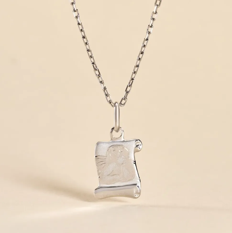 Pendentif Golda Ange Parchemin Or Blanc