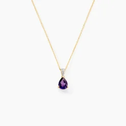 Pendentif Gorgel Or Jaune Améthyste Oxyde De Zirconium