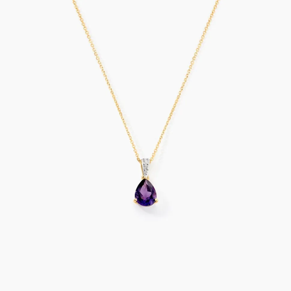 Pendentif Gorgel Or Jaune Améthyste Oxyde De Zirconium