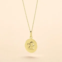 Pendentif Hanita Ange Rond Satine Or Jaune