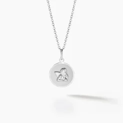 Pendentif Hanita Ange Rond Satine Or Blanc