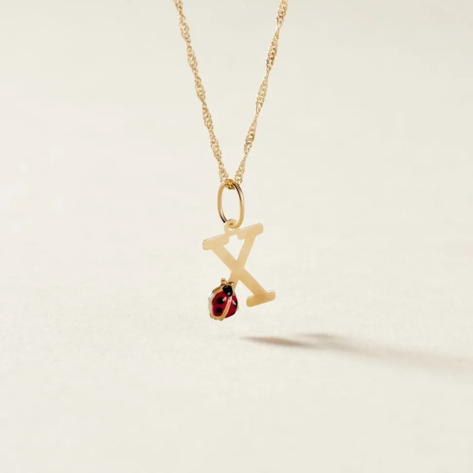 Pendentif Helidie Coccinelle Lettre Or Jaune