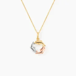 Pendentif Helmut Trio Dauphins Or Tricolore