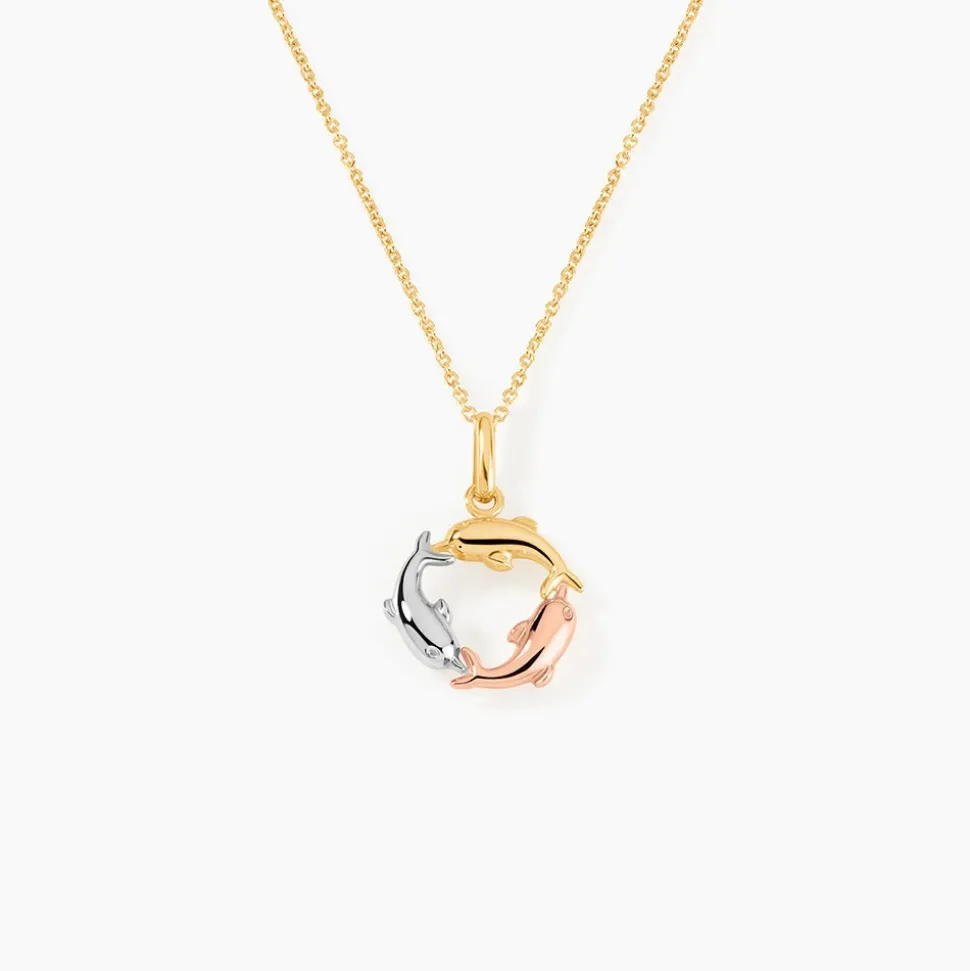 Pendentif Helmut Trio Dauphins Or Tricolore