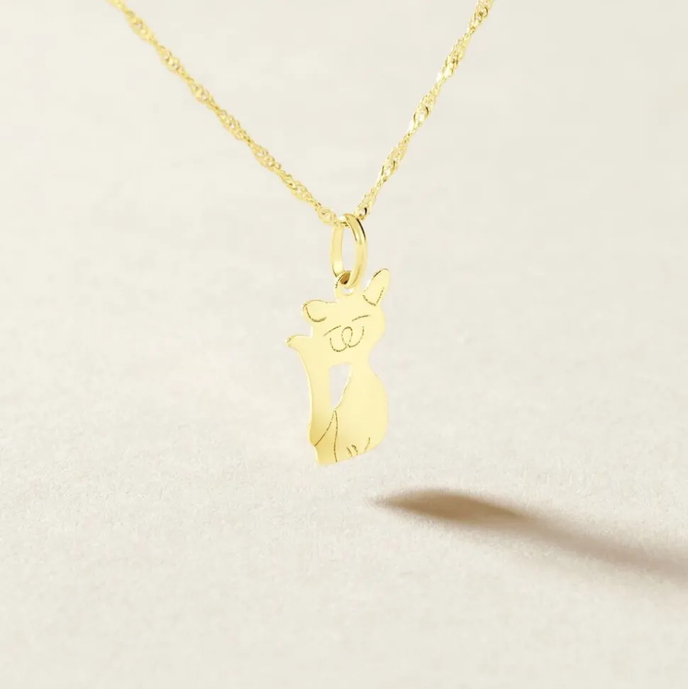 Pendentif Herman Chat Or Jaune