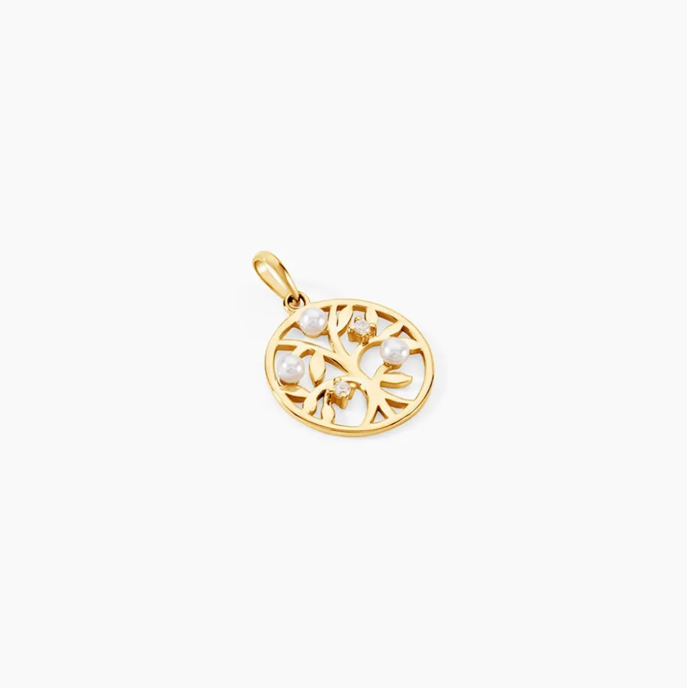 Pendentif Jeptha Or Jaune Perle De Culture Oxyde De Zirconium