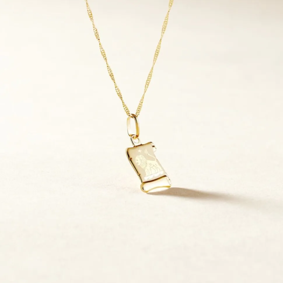 Pendentif Lamie Zodiaque Parchemin Or Jaune