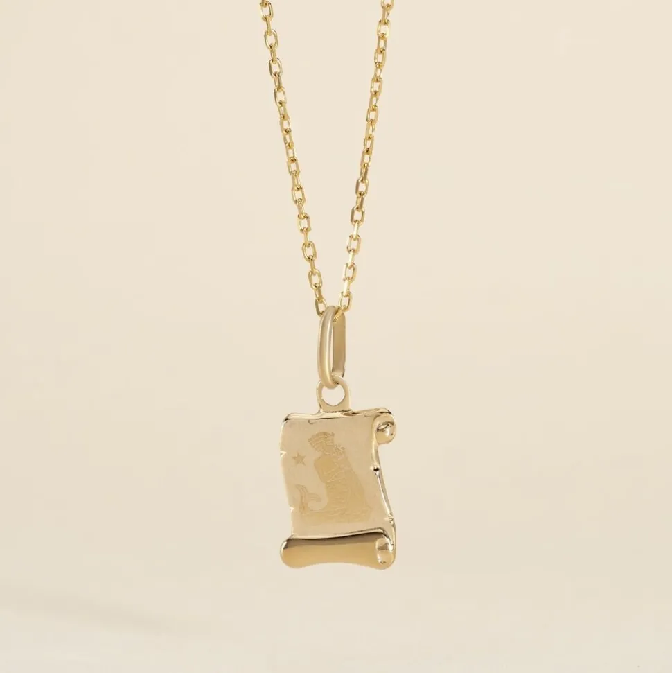 Pendentif Lamie Zodiaque Parchemin Or Jaune