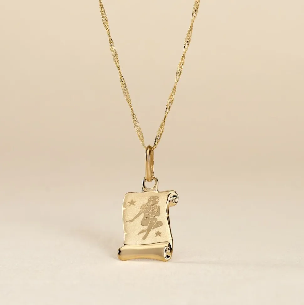 Pendentif Lamie Zodiaque Parchemin Or Jaune
