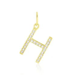 Pendentif Lettre H Or Jaune Oxyde