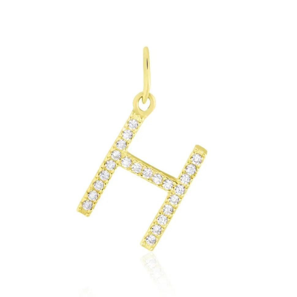 Pendentif Lettre H Or Jaune Oxyde