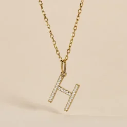 Pendentif Lettre H Or Jaune Oxyde