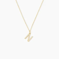Pendentif Lettre N Or Jaune Oxyde