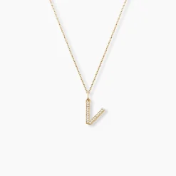Pendentif Lettre V Or Jaune Oxyde