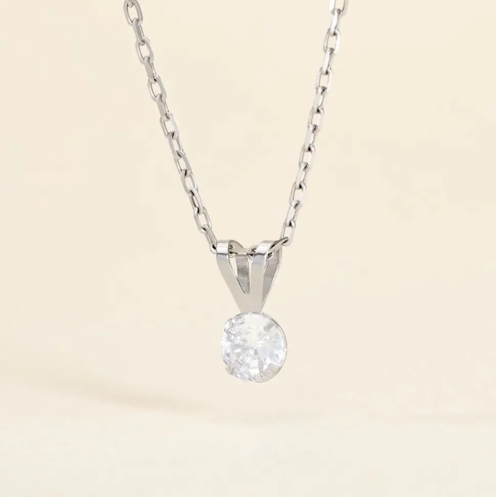 Pendentif Mabila Or Blanc Oxyde De Zirconium