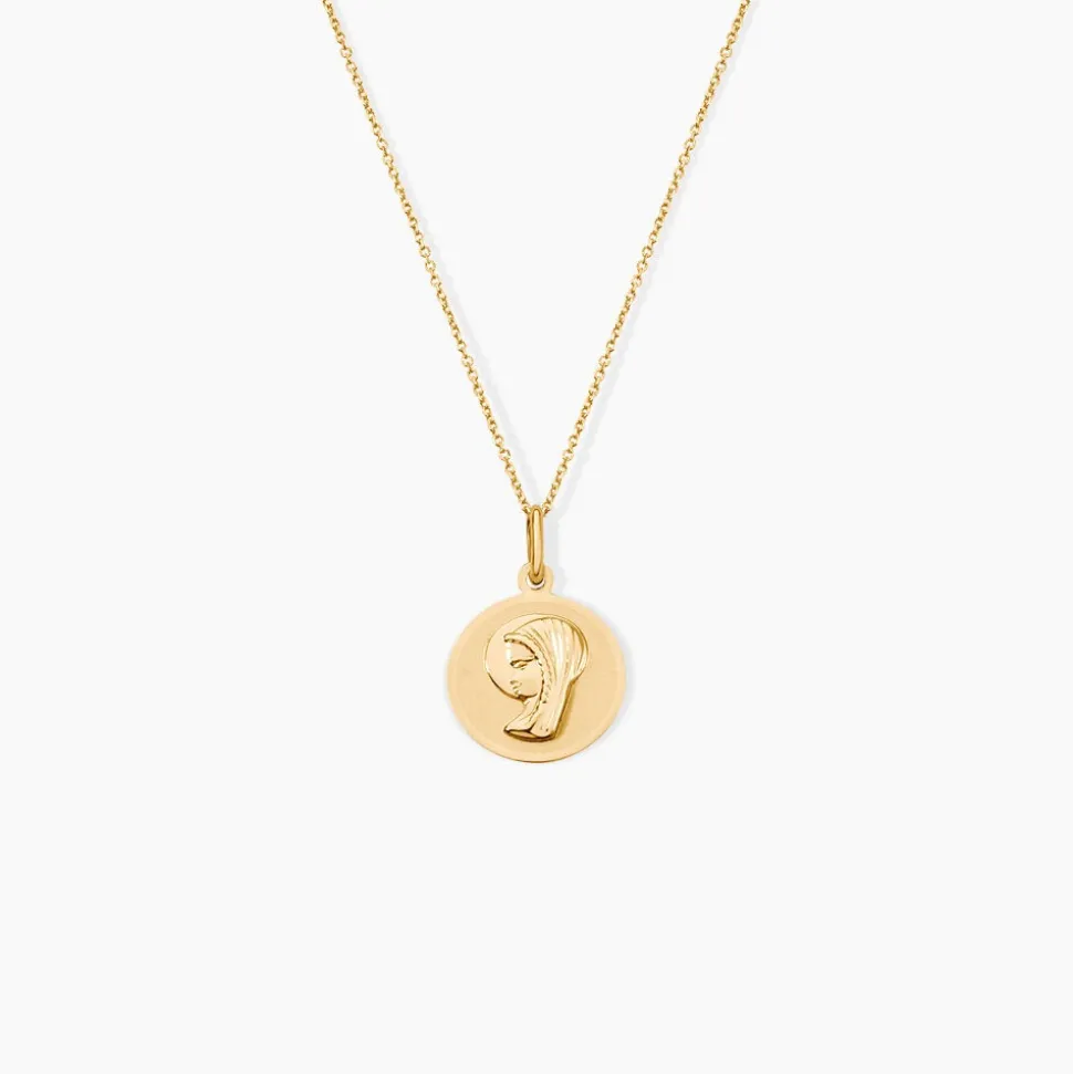 Pendentif Mary Vierge Rond Or Jaune