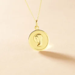 Pendentif Mary Vierge Rond Or Jaune