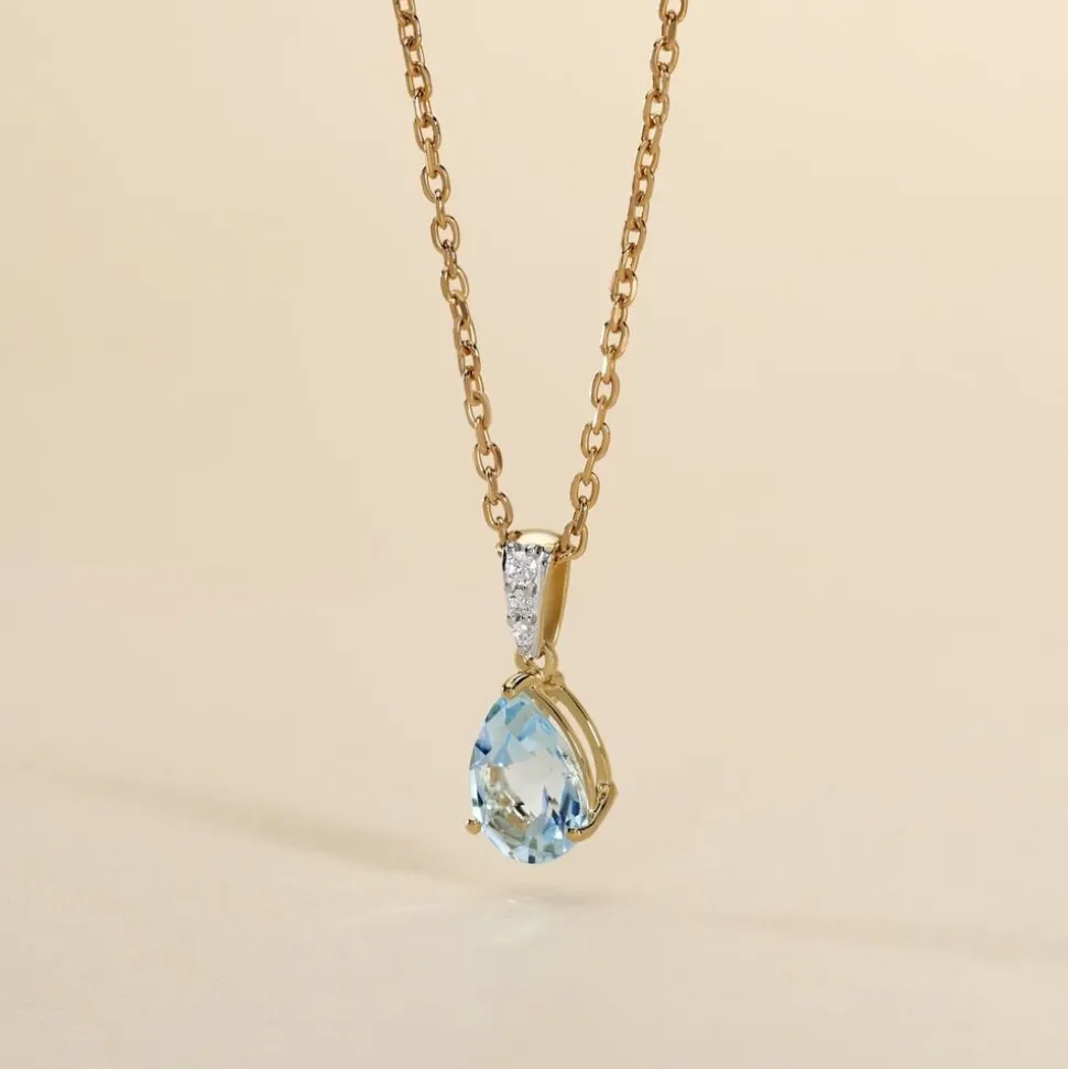 Pendentif Or Jaune Gorgel Topaze Oxydes De Zirconium