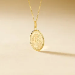 Pendentif Or Jaune Vierge A L'enfant