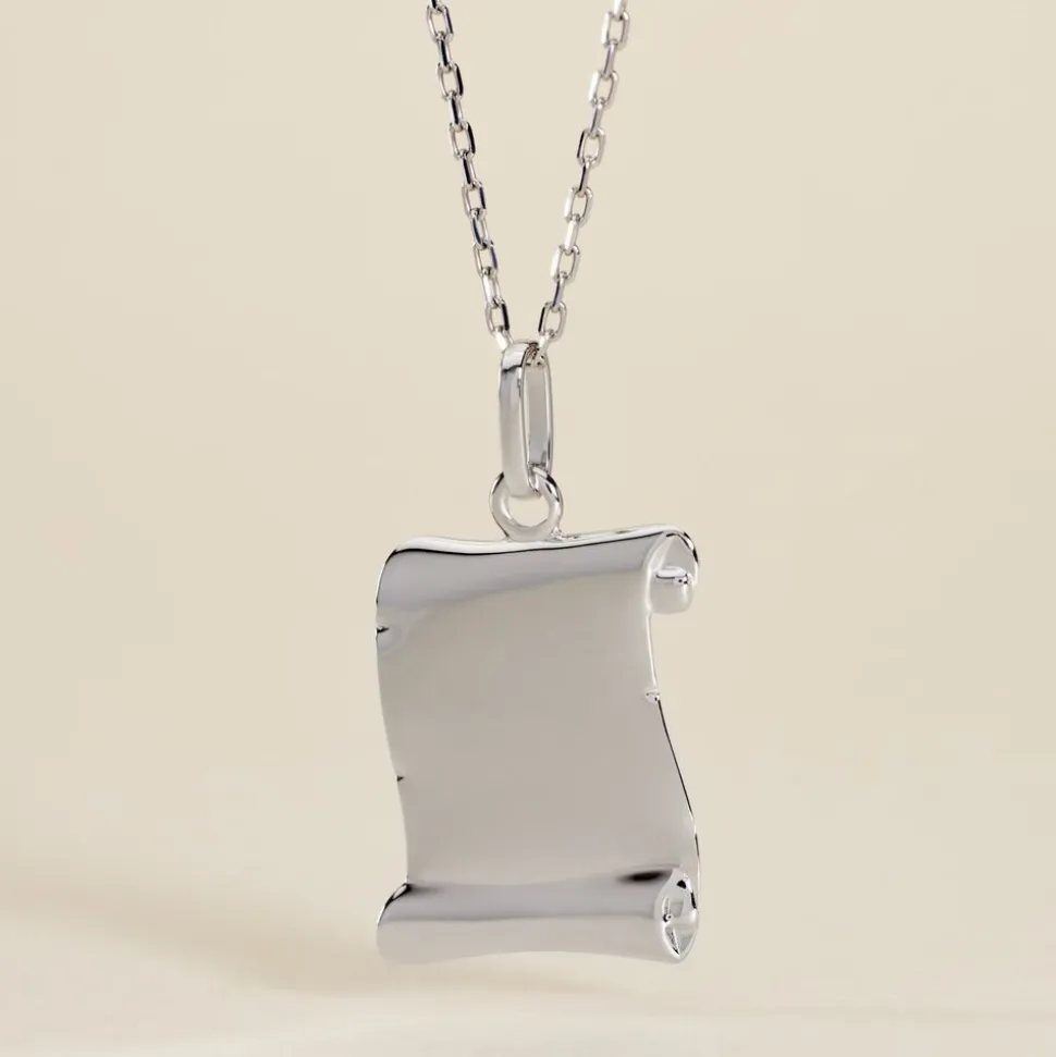 Pendentif Parchemin Argent Blanc