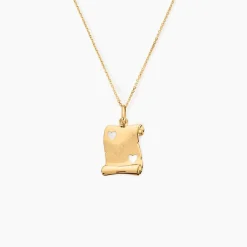 Pendentif Sirona Parchemin Message Or Jaune