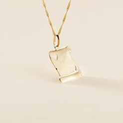 Pendentif Sirona Parchemin Message Or Jaune
