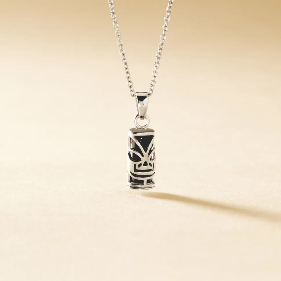 Pendentif Tiki Argent Blanc Onyx