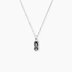 Pendentif Tiki Argent Blanc Onyx