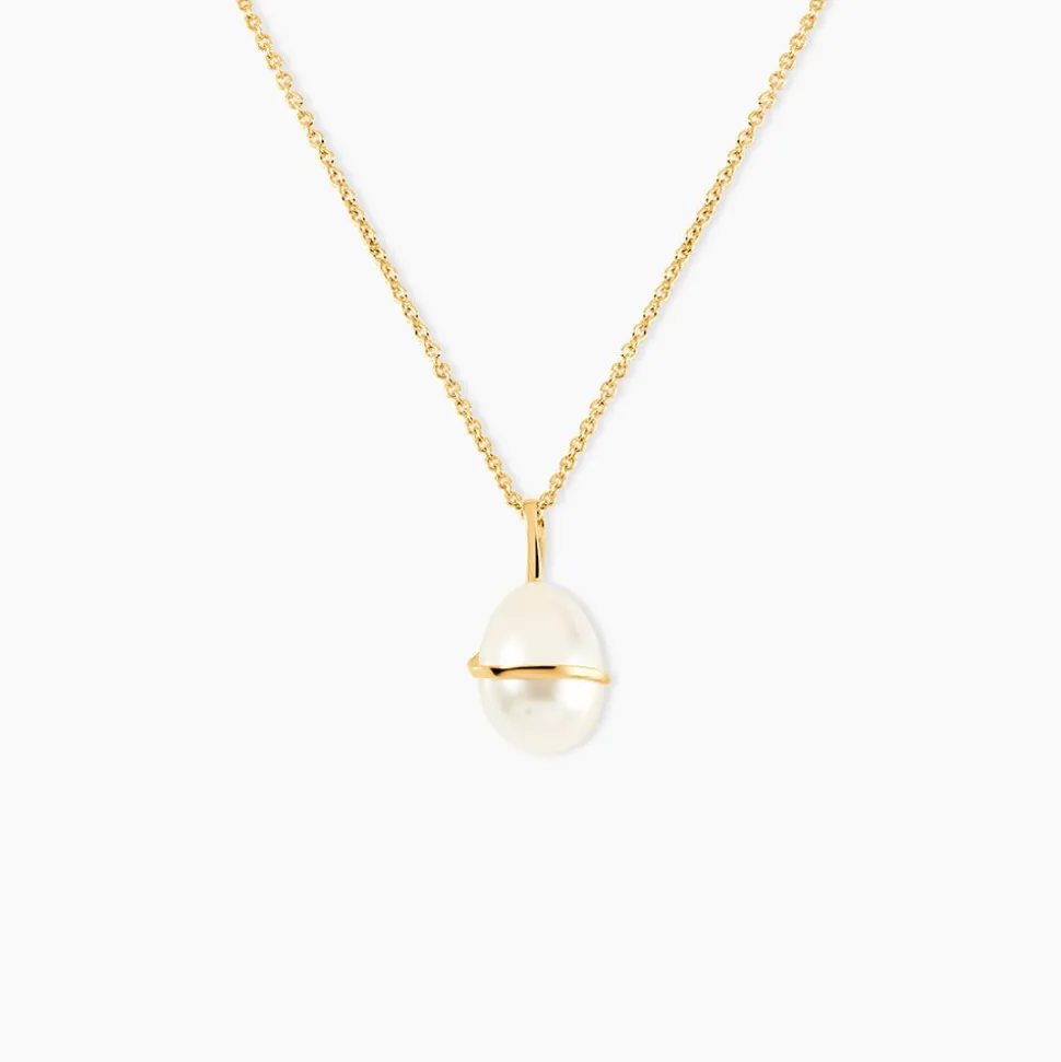 Pendentif Tourbillon Or Jaune Perle De Culture