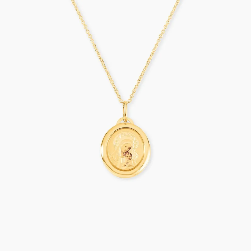 Pendentif Vierge Ovale Or Jaune